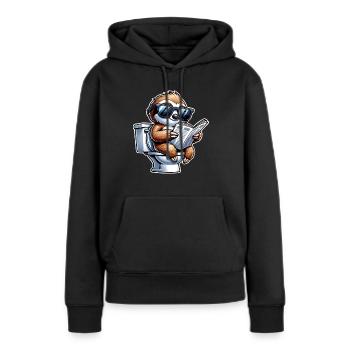 Journal de toilette paresseux - Sweat à capuche Premium bio Femme - noir - Devant - Julia (174cm)