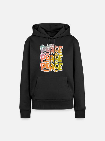 Peace Frieden - Frauen Premium Bio Hoodie - Schwarz