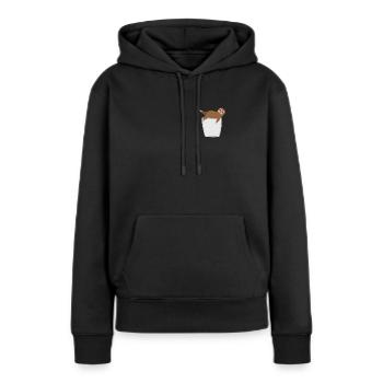 Paresseux dans la poche de poitrine - Sweat à capuche Premium bio Femme - noir - Devant - Julia (174cm)