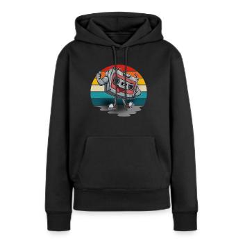 Cassette - Sweat à capuche Premium bio Femme - noir - Devant - Julia (174cm)