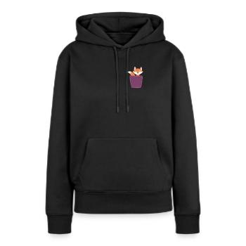 Renard dans la poche poitrine - Sweat à capuche Premium bio Femme - noir - Devant - Julia (174cm)