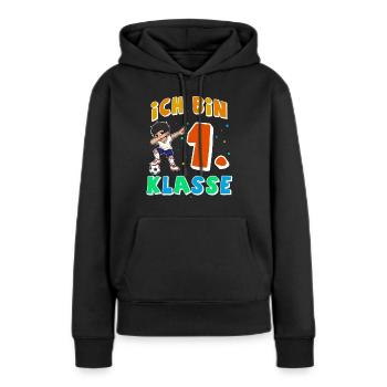 Einschulung Fußball - Frauen Premium Bio Hoodie - Schwarz - Vorne - Julia (174cm)