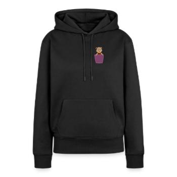 Ours dans la poche de poitrine - Sweat à capuche Premium bio Femme - noir - Devant - Julia (174cm)