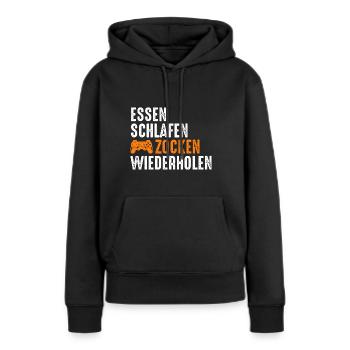 Zocker Zocken Gamer - Frauen Premium Bio Hoodie - Schwarz - Vorne - Julia (174cm)
