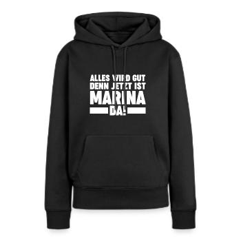 Marina - Frauen Premium Bio Hoodie - Schwarz - Vorne - Julia (174cm)