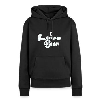 I Love beer - Frauen Premium Bio Hoodie - Schwarz - Vorne - Julia (174cm)