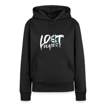 Lieux perdus - Sweat à capuche Premium bio Femme - noir - Devant - Julia (174cm)