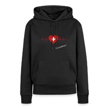 Switzerland Swiss Schweiz - Frauen Premium Bio Hoodie - Schwarz - Vorne - Julia (174cm)
