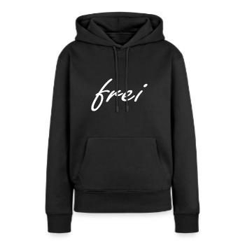 frei - frei sein - Frauen Premium Bio Hoodie - Schwarz - Vorne - Julia (174cm)
