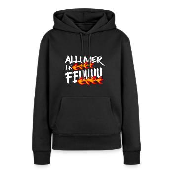Allumer le feu - Sweat à capuche Premium bio Femme - noir - Devant - Julia (174cm)