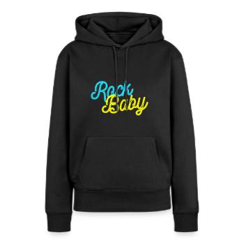 Rock Baby - Frauen Premium Bio Hoodie - Schwarz - Vorne - Julia (174cm)