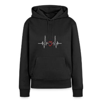 Heartbeat Red Heart Line Pregnancy - Women’s Premium Organic Hoodie - black - Front - Julia (174cm)