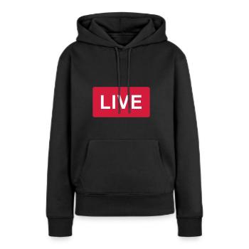 Jetzt LIVE - Frauen Premium Bio Hoodie - Schwarz - Vorne - Julia (174cm)