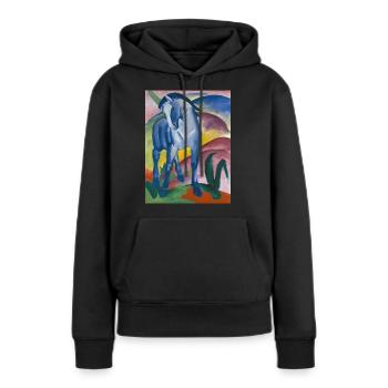 Franz Marc: Blaues Pferd I - Frauen Premium Bio Hoodie - Schwarz - Vorne - Julia (174cm)