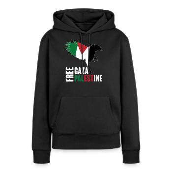 Gaza libre et Palestine libre - Sweat à capuche Premium bio Femme - noir - Devant - Julia (174cm)