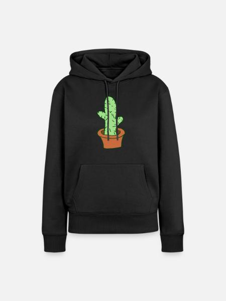 Kaktus - Frauen Premium Bio Hoodie - Schwarz