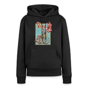 SOYEZ GENTIL - Sweat à capuche Premium bio Femme - noir - Devant - Julia (174cm)