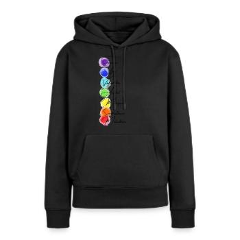 Chakra - Frauen Premium Bio Hoodie - Schwarz - Vorne - Julia (174cm)
