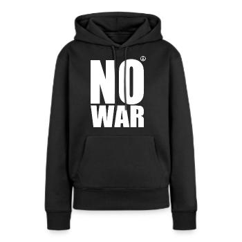No war - Sweat à capuche Premium bio Femme - noir - Devant - Julia (174cm)