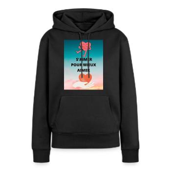 S AIMER POUR MIEUX AIMER - Sweat à capuche Premium bio Femme - noir - Devant - Julia (174cm)