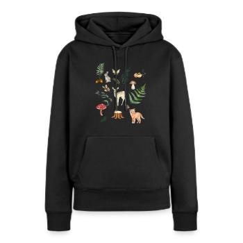Wald Tiere Botansich Natur - Frauen Premium Bio Hoodie - Schwarz - Vorne - Julia (174cm)