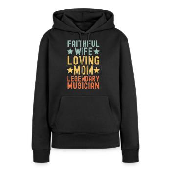 Épouse fidèle Mère aimante Musicien - Sweat à capuche Premium bio Femme - noir - Devant - Julia (174cm)