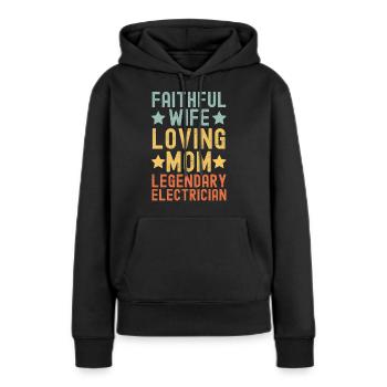 Femme fidèle Aimante Mère Électricien - Sweat à capuche Premium bio Femme - noir - Devant - Julia (174cm)