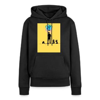 Rette die Erde und rette Frauen - Frauen Premium Bio Hoodie - Schwarz - Vorne - Julia (174cm)