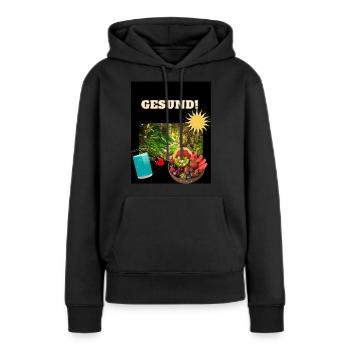 gesund - Frauen Premium Bio Hoodie - Schwarz - Vorne - Julia (174cm)