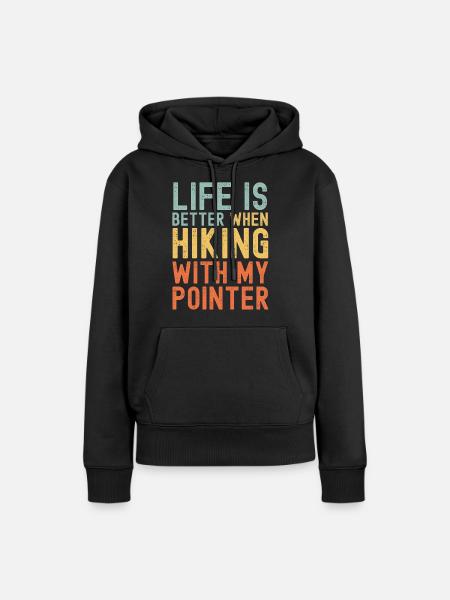 Pointer Wanderhund retro - Frauen Premium Bio Hoodie - Schwarz