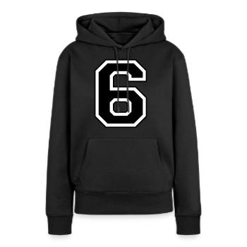 Nummer Sechs - Frauen Premium Bio Hoodie - Schwarz - Vorne - Julia (174cm)