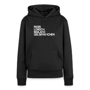 Gelsenkirchen Paris Londres Milan Gelsenkirchener - Sweat à capuche Premium bio Femme - noir - Devant - Julia (174cm)