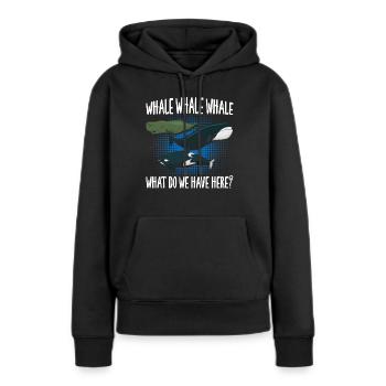 Baleine Baleine Baleine - Sweat à capuche Premium bio Femme - noir - Devant - Julia (174cm)