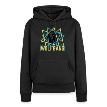 WOLFGANG Nom Tenue de loup pour le jour du nom avec le nom - Sweat à capuche Premium bio Femme - noir - Devant - Julia (174cm)