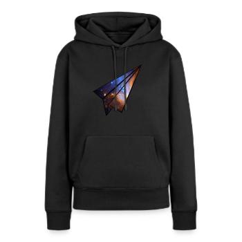Papierflieger Universum - Frauen Premium Bio Hoodie - Schwarz - Vorne - Julia (174cm)