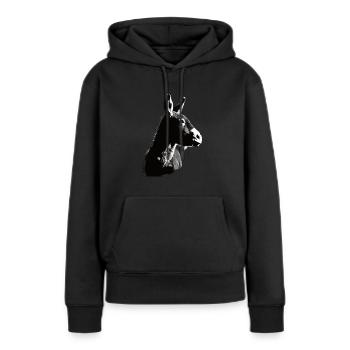 Esel Kunstvoller Schablonendruck - Frauen Premium Bio Hoodie - Schwarz - Vorne - Julia (174cm)
