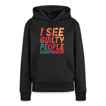 Je vois des coupables partout 2 - Sweat à capuche Premium bio Femme - noir - Devant - Julia (174cm)