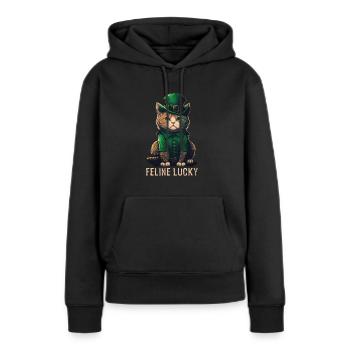 Journée de la Sainte Patty Lucky Féline - Sweat à capuche Premium bio Femme - noir - Devant - Julia (174cm)