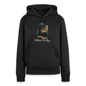Feline Lucky St. Patty Day - Frauen Premium Bio Hoodie - Schwarz - Vorne - Julia (174cm)
