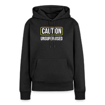 Attention sans surveillance sans surveillance Sarcastique non supervisé - Sweat à capuche Premium bio Femme - noir - Devant - Julia (174cm)