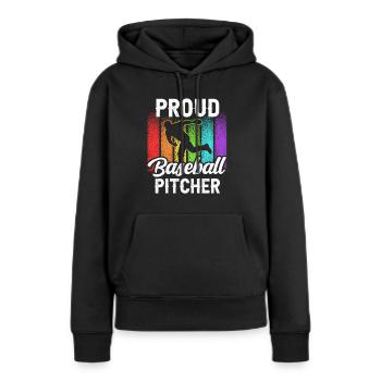 Fier lanceur de baseball Joueur de lanceur amateur - Sweat à capuche Premium bio Femme - noir - Devant - Julia (174cm)