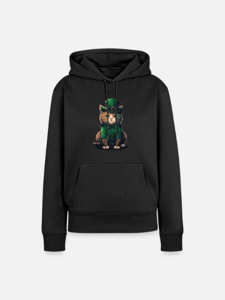 St. Patty Cat - Frauen Premium Bio Hoodie - Schwarz
