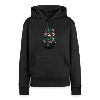 Raton laveur St. Patty - Sweat à capuche Premium bio Femme - noir - Devant - Julia (174cm)