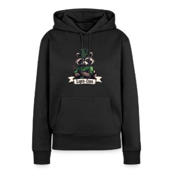 Lepre-Coon Raccoon St. Patty - Sweat à capuche Premium bio Femme - noir - Devant - Julia (174cm)