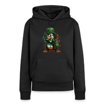 Penguin St. Patty - Sweat à capuche Premium bio Femme - noir - Devant - Julia (174cm)