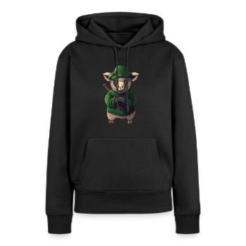 Moutons St. Patty - Sweat à capuche Premium bio Femme - noir - Devant - Julia (174cm)