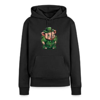 Pig St. Patty - Sweat à capuche Premium bio Femme - noir - Devant - Julia (174cm)