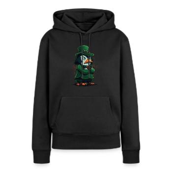 Penguin St. Patty - Sweat à capuche Premium bio Femme - noir - Devant - Julia (174cm)