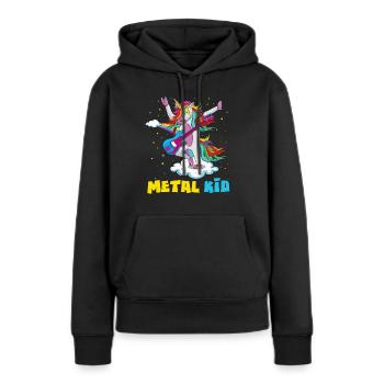 Guitar Unicorn Rainbow Metal Kid Music Rock Sign - Frauen Premium Bio Hoodie - Schwarz - Vorne - Julia (174cm)