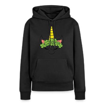 Unicorn Kids Kawaii Clover Saint Patrick Day - Frauen Premium Bio Hoodie - Schwarz - Vorne - Julia (174cm)